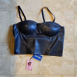 Cropped faux leather top (never worn)